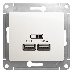 Розетка GLOSSA USB 5В/2100мА 2х5В/1050мА механизм перламутр