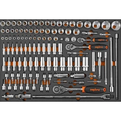 Набор головок торцевых 1/4'', 3/8'', 1/2'' DR с аксессуарами в EVA ложементе 560x375 мм, 111 предметов Набор головок торцевых 1/4'', 3/8'', 1/2'' DR с аксессуарами в EVA ложементе 560x375 мм, 111 предметов