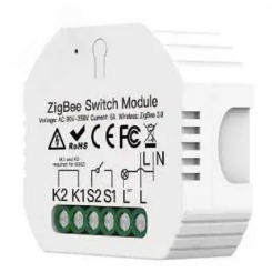 Реле умное двухканальное MOES Wi-Fi 2,4GHz & Zigbee+RF433, с нулем