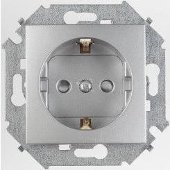Розетка 2P+E Schuko, со шторками, 16А, 250В, винтовой зажим, алюминий Розетка 2P+E Schuko, со шторками, 16А, 250В, винтовой зажим, алюминий