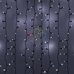 Гирлянда профессиональная Светодиодный Дождь 2х1.5м эффект мерцания черный провод 220В белый