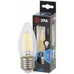 Лампа светодиодная филаментная F-LED B35-5W-840-E27 (филамент, свеча, 5Вт, нейтр, E27 (10/100/2800) ЭРА