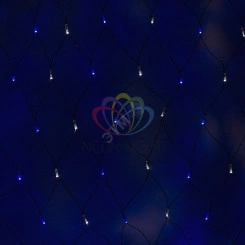 Гирлянда-сеть профессиональная светодиодная 2.5 х 2.5м свечение с динамикой черный провод белый/синий Гирлянда-сеть профессиональная светодиодная 2.5 х 2.5м свечение с динамикой черный провод белый/синий