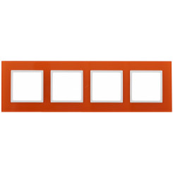 Рамка на 4 поста, стекло, Эра Elegance, оранжевый+бел, 14-5104-22