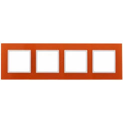 Рамка на 4 поста, стекло, Эра Elegance, оранжевый+бел, 14-5104-22 Рамка на 4 поста, стекло, Эра Elegance, оранжевый+бел, 14-5104-22