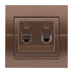 DERIY Розетка компьютерная двойная светло-коричневая металлик DERIY Розетка компьютерная двойная светло-коричневая металлик