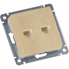 MASTER Розетка компьютерная на два присоединения, скрытой установки, в рамку, сосна