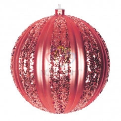 Фигура профессиональная елочная Полосатый шар 20см красный Фигура профессиональная елочная Полосатый шар 20см красный