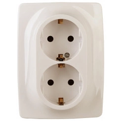 Розетка 2X2P+E Schuko со шторками , 16А-250В, б.л., Эра12, слоновая кость, 12-2008-02 Розетка 2X2P+E Schuko со шторками , 16А-250В, б.л., Эра12, слоновая кость, 12-2008-02