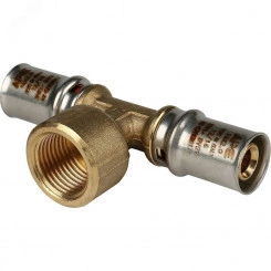 Тройник-переходник с внутренней резьбой 16х1/2'х16 для металлопластиковых труб прессовой