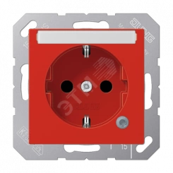 Розетка с полем для надписи 6x46 мм A500 2К+З 16 А 250В~ ударопрочная, красная Розетка с полем для надписи 6x46 мм A500 2К+З 16 А 250В~ ударопрочная, красная