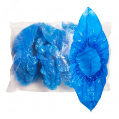Бахилы полиэтиленовые валом, 40*15 см, голубые, стандарт, 100 шт/уп., .