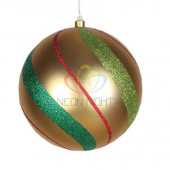 Фигура профессиональная елочная Шар в полоску 25см золотой/зеленый/красный Фигура профессиональная елочная Шар в полоску 25см золотой/зеленый/красный