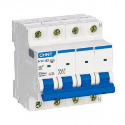 Выключатель автоматический модульный 4п D 16А 10кА NXB-63H (R) CHINT 813923 Выключатель автоматический модульный 4п D 16А 10кА NXB-63H (R) CHINT 813923