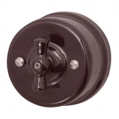 Выключатель поворотный 1-кл ОП ретро керамика корич. Bironi B1-200-02 Выключатель поворотный 1-кл ОП ретро керамика корич. Bironi B1-200-02