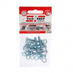 Болт с шестигранной головкой М6х25 DIN 933 + гайка + шайба оцинк. (уп.8шт) Tech-Krep/Zitar 112718