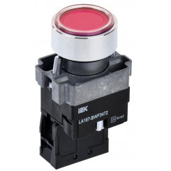 Кнопка LA167-BWF3472 d22мм RC 1р с подсветкой красн. IEK BBT20-BWF3472-2-12-67-K04