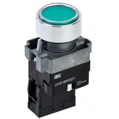 Кнопка LA167-BWF3371 d22мм RC 1з с подсветкой зел. IEK BBT20-BWF3371-1-12-67-K06