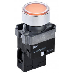 Кнопка LA167-BWF3571 d22мм RC 1з с подсветкой желт. IEK BBT20-BWF3571-1-12-67-K05