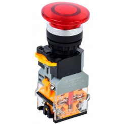 Кнопка "Грибок" D8-11MD d22мм 1з+1р с подсветкой красн. IEK BBG30-11MD-3-12-K04