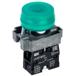 Кнопка LA167-BP31 d22мм 1з зел. IEK BBT20-BP31-1-22-67-K06