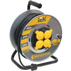 Удлинитель на метал. катушке 4х40м с заземл. 16А IP44 Professional УК40 КГ 3х2.5 термозащита IEK WKP17-16-04-40-44