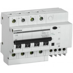 Выключатель автоматический дифференциального тока 4п 32А 100мА АД14 GENERICA MAD15-4-032-C-100