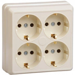 Розетка 4-м ОП Октава РС24-3-ОК 16А IP20 с заземл. крем. IEK ERO41-K33-16-DC Розетка 4-м ОП Октава РС24-3-ОК 16А IP20 с заземл. крем. IEK ERO41-K33-16-DC