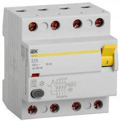 Выключатель дифференциального тока (УЗО) 4п 32А 30мА тип A ВД1-63 IEK MDV11-4-032-030