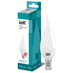 Лампа светодиодная Eco 7Вт CB35 свеча на ветру 4000К нейтр. бел. E14 230В IEK LLE-CB35-7-230-40-E14