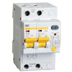 Выключатель автоматический дифференциального тока 2п B 25А 30мА тип A 4.5кА АД-12М IEK MAD12-2-025-B-030
