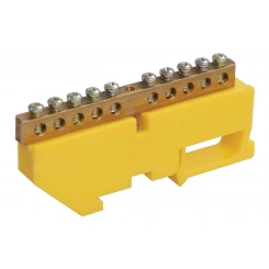 Шина PE "земля" на DIN-изоляторе ШНИ-6х9-20-Д-Ж IEK YNN10-69-20D-K05 Шина PE "земля" на DIN-изоляторе ШНИ-6х9-20-Д-Ж IEK YNN10-69-20D-K05