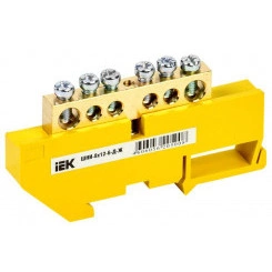 Шина PE "земля" на DIN-изол. ШНИ-8х12-6-Д-Ж IEK YNN10-812-6D-K05 Шина PE "земля" на DIN-изол. ШНИ-8х12-6-Д-Ж IEK YNN10-812-6D-K05