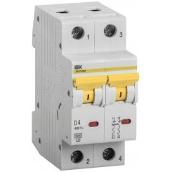 Выключатель автоматический модульный 2п D 4А 6кА ВА47-60M IEK MVA31-2-004-D Выключатель автоматический модульный 2п D 4А 6кА ВА47-60M IEK MVA31-2-004-D