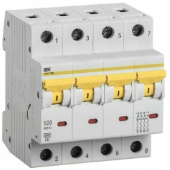 Выключатель автоматический модульный 4п B 20А 6кА ВА47-60M IEK MVA31-4-020-B Выключатель автоматический модульный 4п B 20А 6кА ВА47-60M IEK MVA31-4-020-B