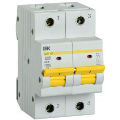 Выключатель автоматический модульный 2п D 80А 15кА ВА47-150 IEK MVA50-2-080-D