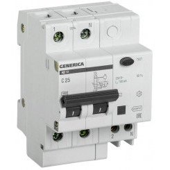 Выключатель автоматический дифференциального тока 2п 25А 100мА АД12 GENERICA MAD15-2-025-C-100
