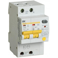 Выключатель автоматический дифференциального тока селективный 2п 63А 300мА тип A АД12MS IEK MAD123-2-063-C-300