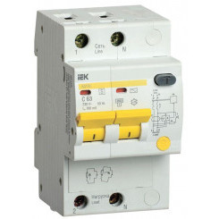 Выключатель автоматический дифференциального тока селективный 2п 63А 300мА тип AC АД12S IEK MAD13-2-063-C-300
