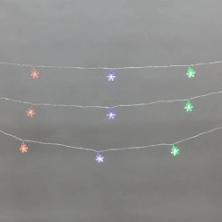 Гирлянда светодиодная "Снежинки" большие 5м 20 LED IP20 прозр. провод свечение мульти (RG/RB) мигание 230В Neon-Night 304-024