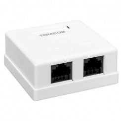 Розетка настенная TERACOM кат.5E неэкранированная 2 порта RJ-45 Dual IDC бел. EKF TRC-WBOX-2RJ45-5EUTP-WH