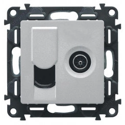 Панель лицевая Valena Life для розетки компьютерной + TV 2-м RJ45 + TV алюм. Leg 754832