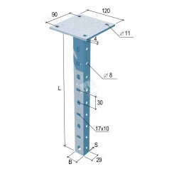 Стойка потолочная усиленная L=600 горячеоцинкованная Стойка потолочная усиленная L=600 горячеоцинкованная