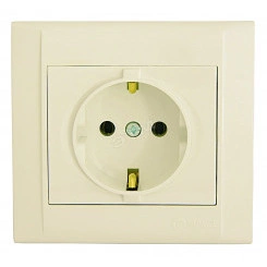 Defne Розетка с заземлением (керамика) бежевая Defne Розетка с заземлением (керамика) бежевая