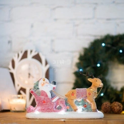 Керамическая домашняя фигурка Дед Мороз в санях 30.5х12.2х17.2 см Керамическая домашняя фигурка Дед Мороз в санях 30.5х12.2х17.2 см