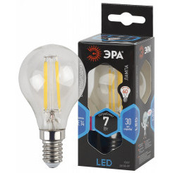 Лампа светодиодная F-LED P45-7W-840-E14 (филам  шар  7Вт  нейтр  E14) (10/100/3000) ЭРА