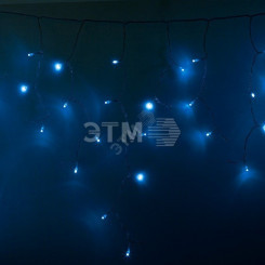 Гирлянда профессиональная Айсикл (бахрома) светодиодный, 2,4 х 0,6 м, прозрачный провод, 230 В, диоды синии, 88 LED NEON-NIGHT