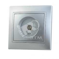 MIRA Розетка телевизионная ТV проходная металлик серый с вставкой MIRA Розетка телевизионная ТV проходная металлик серый с вставкой