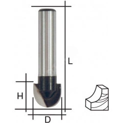 Фреза пазовая галтельная, DxHxL = 10 х 6.5 x 40 мм