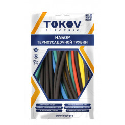 Набор термоусадочной трубки 6 цветов по 1шт (100мм) размеры 3/1.5; 4/2; 5/2.5; 6/3; 8/4 TOKOV ELECTRIC TKE-THK-3-8-0.1-6С
